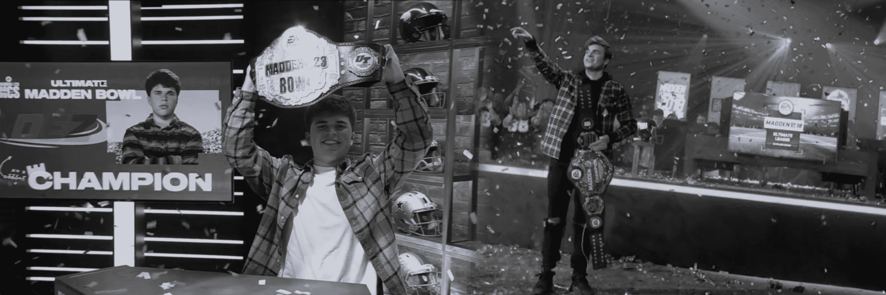 Kiv and Dez celebrating their Madden championship wins.