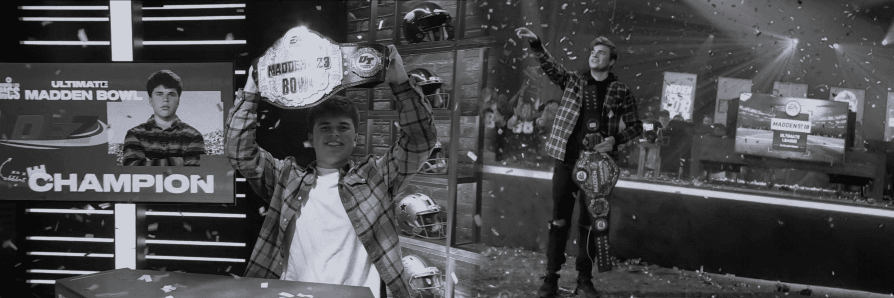 Kiv and Dez celebrating their Madden championship wins.