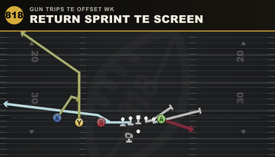 RETURN SPRINT TE SCREEN from Gun Trips TE Offset Wk