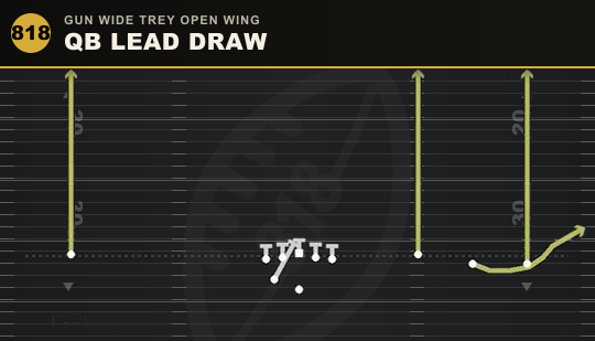 QB LEAD DRAW from Gun Wide Trey Open Wing