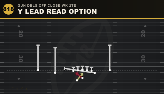 Y LEAD READ OPTION from Gun Dbls Off Close Wk 2TE